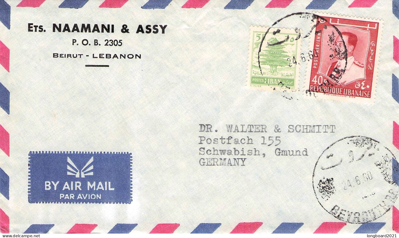 LEBANON - AIR MAIL 1960 > SCHWÄBISCH GMÜND/DE / *388 - Liban