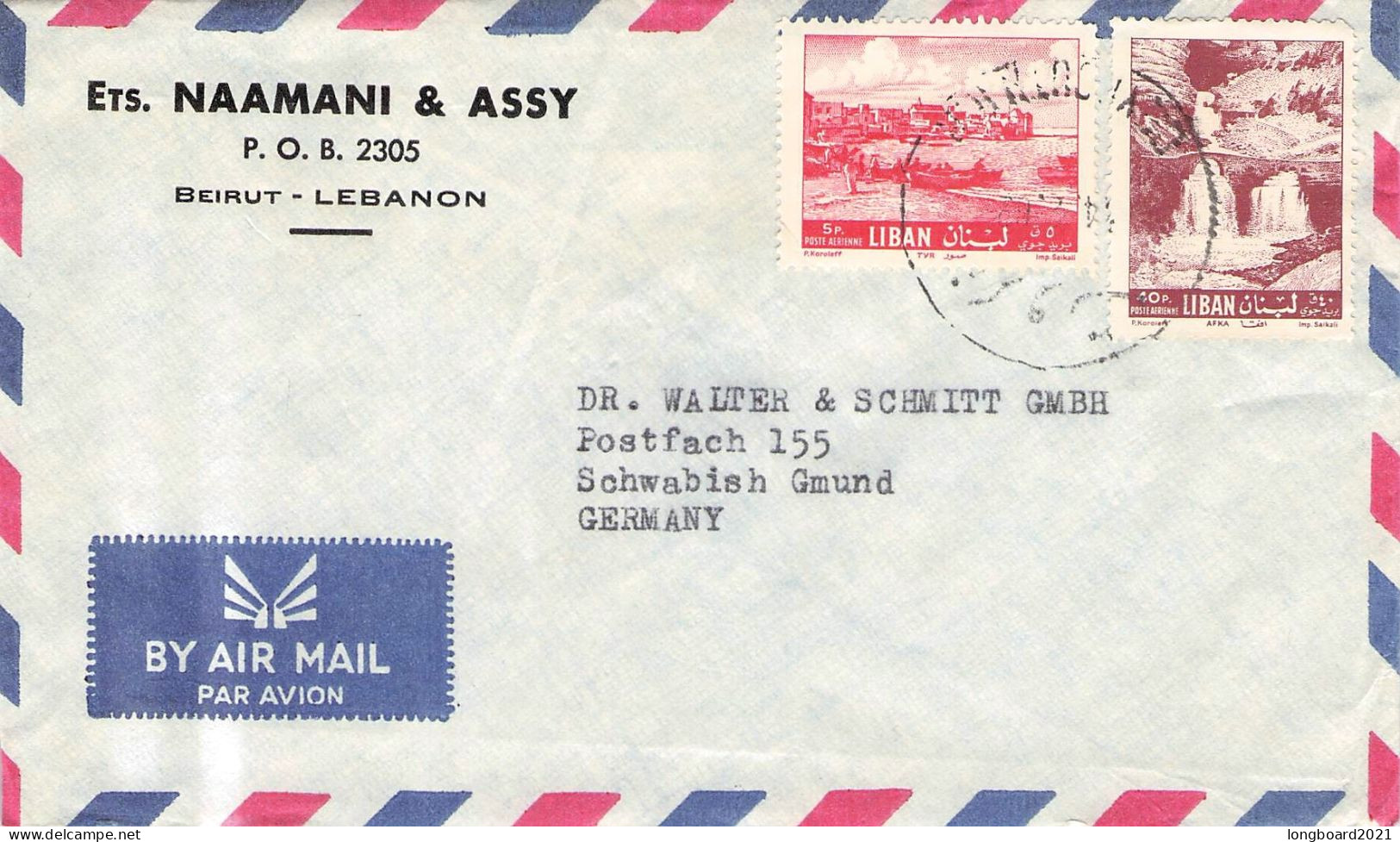 LEBANON - AIR MAIL 1960 > SCHWÄBISCH GMÜND/DE / *389 - Libanon