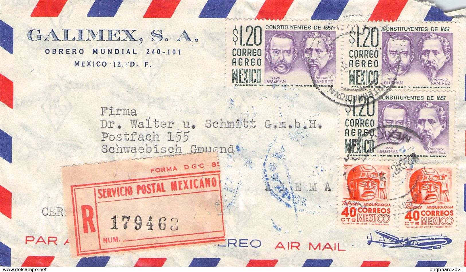 MEXICO - AIR MAIL 1959 > SCHWÄBISCH GMÜND/DE / *392 - Mexiko