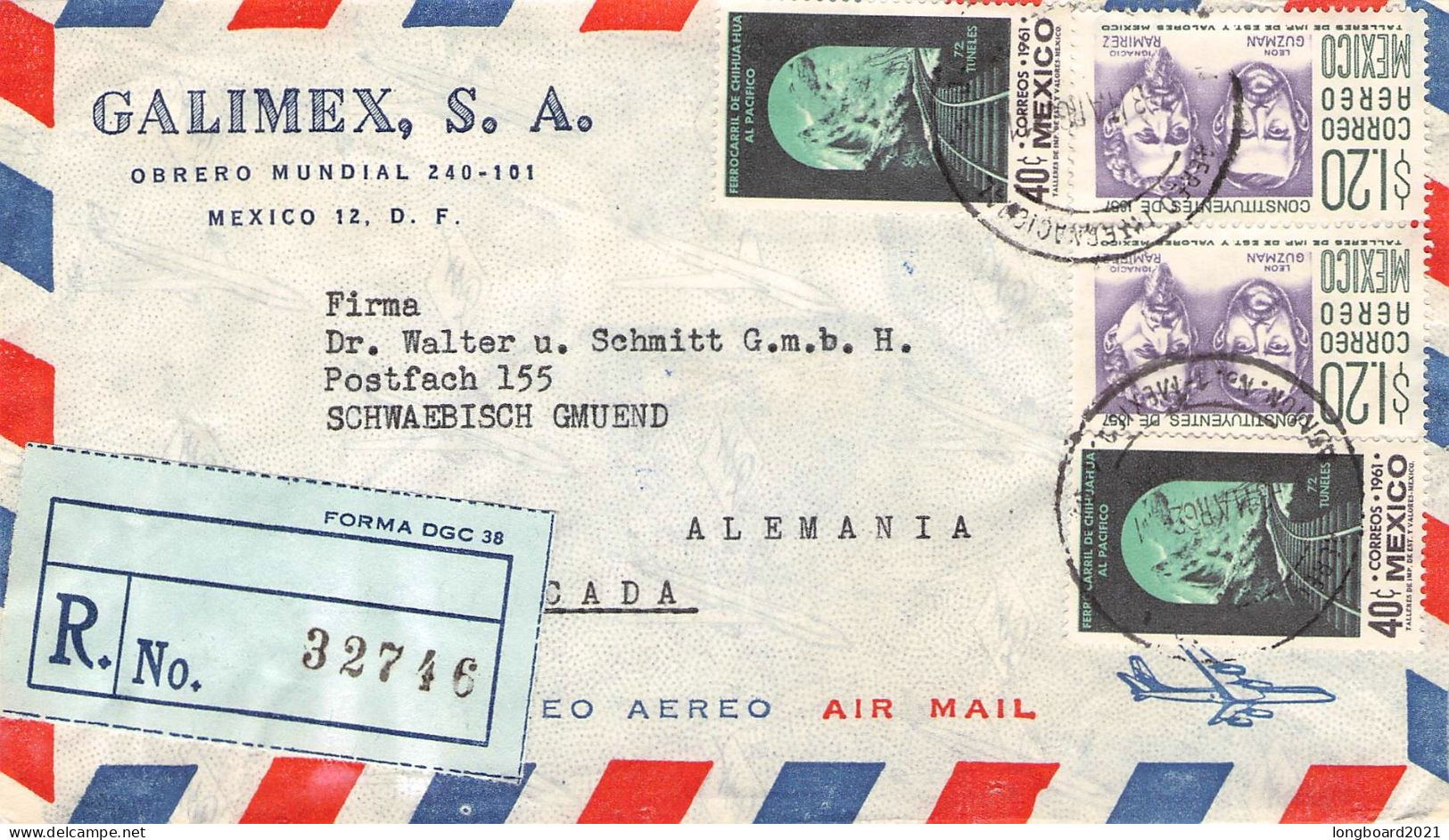 MEXICO - AIR MAIL 1962 > SCHWÄBISCH GMÜND/DE / *393 - Mexique