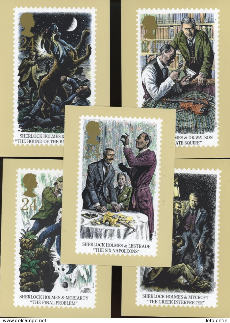 GRANDE BRETAGNE - SHERLOCK HOLMES - CARTE MAXIMUM - N° Yvert 1698/1702 - Carte Massime