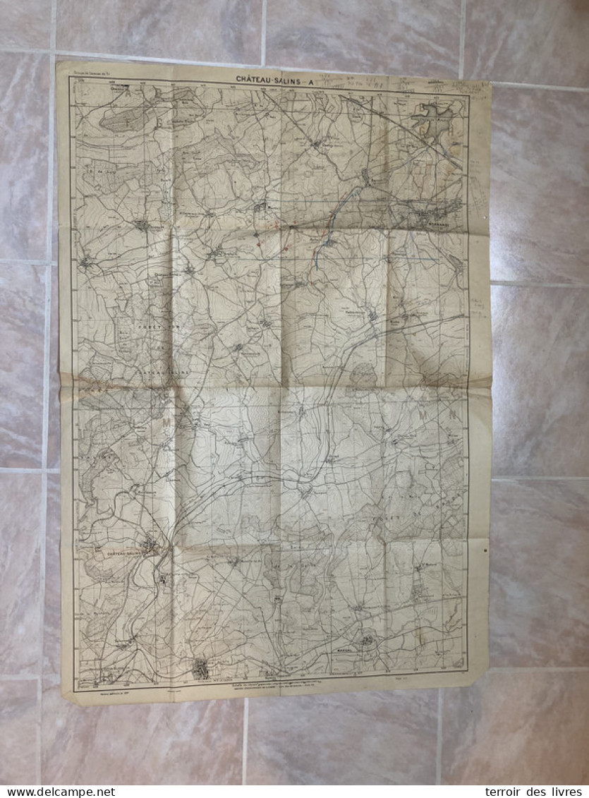 Carte état Major 1927 CHATEAU SALINS 72x104cm BURLIONCOURT OBRECK PUTTIGNY HAMPONT DEDELING VANNECOURT DALHAIN CHATEAU-V - Cartes Géographiques