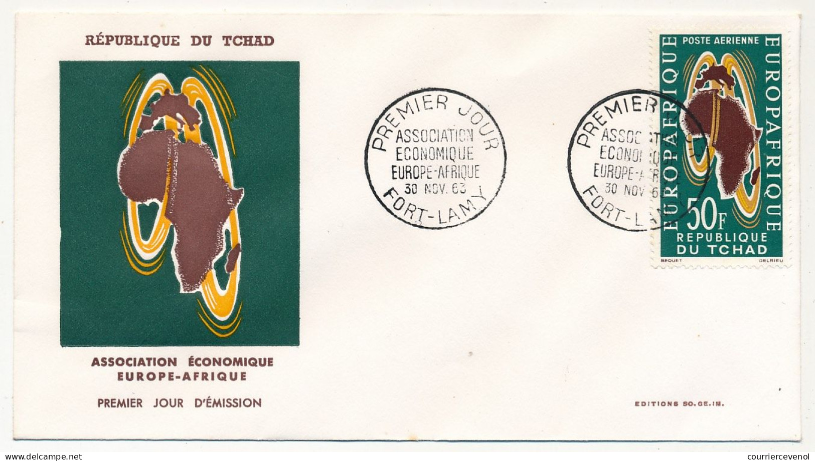 TCHAD => Envel FDC - 50F Association Economique Europe-Afrique - 30 Nov 1963 - FORT-LAMY - Tschad (1960-...)