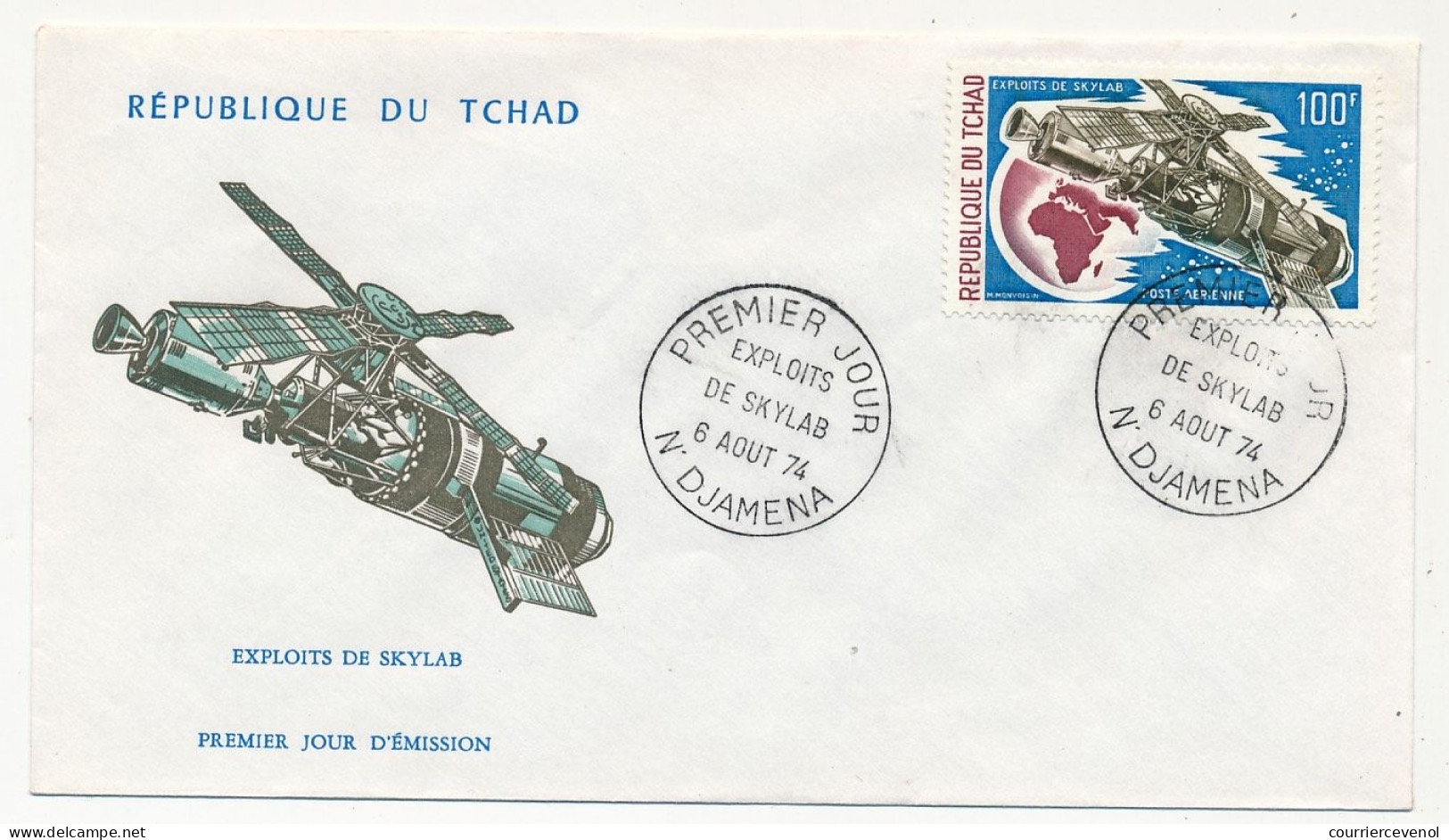TCHAD => Envel FDC - 100F Exploits De Skylab - 6 Aout 1974 - N'DJAMENA - Tsjaad (1960-...)