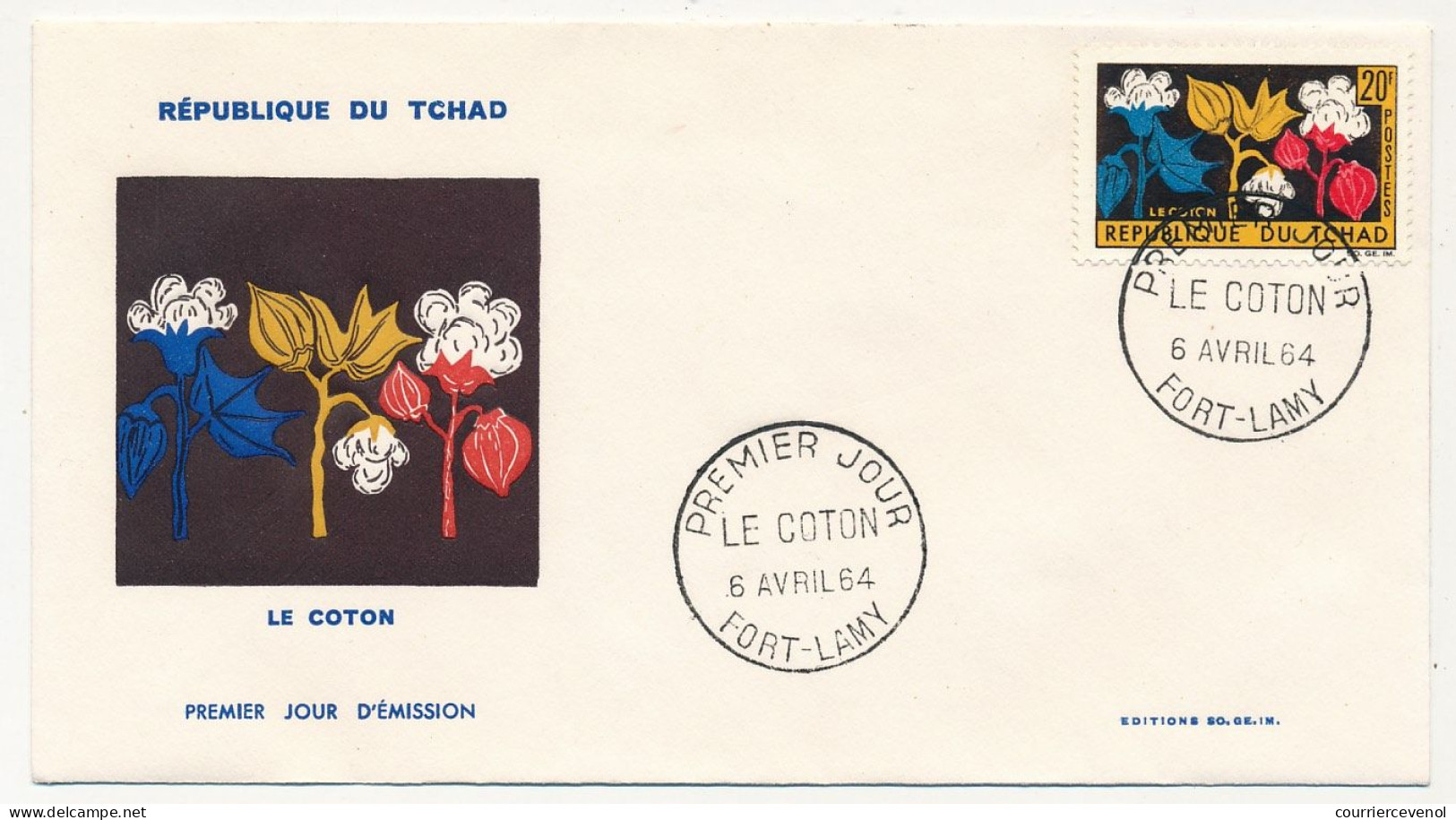 TCHAD => Envel FDC - 20F Le Coton - 6 Avril 1964 - FORT-LAMY - Tchad (1960-...)