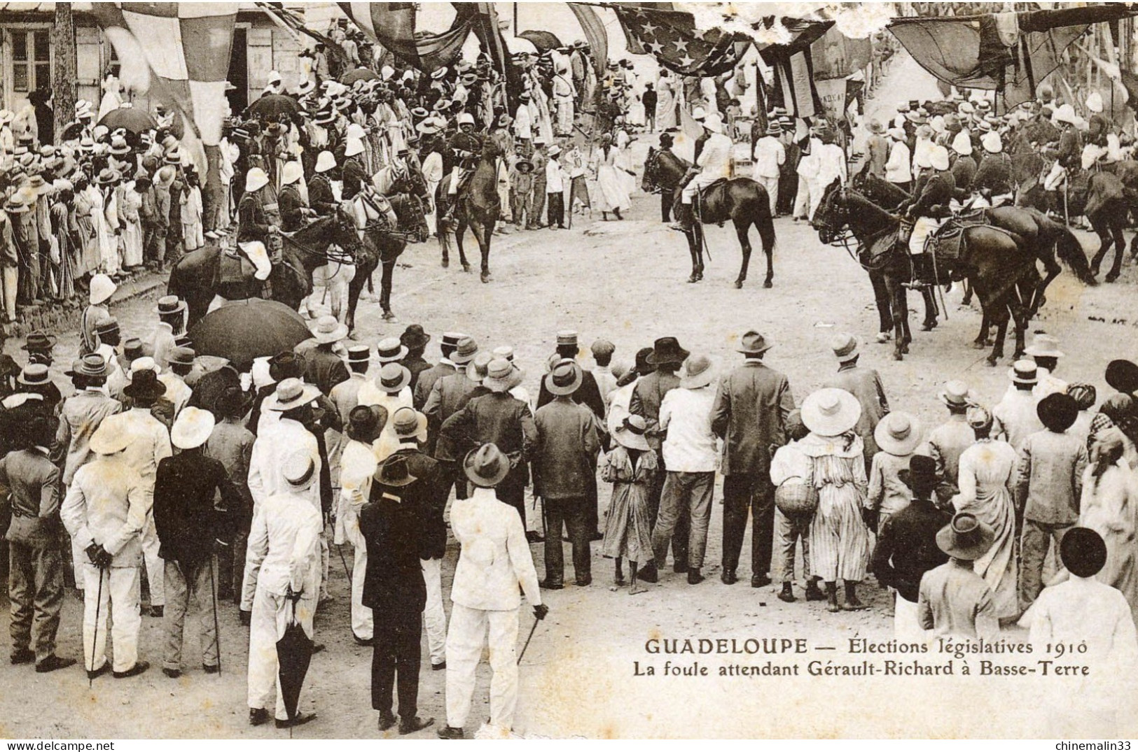 GUADELOUPE  ELECTION LEGISLATIVE DE 1910 A BASSE TERRE  TRÈS  BELLE. ANIMATION 9X14 REIMPRESSION DE CARTES ANCIENNES - Basse Terre