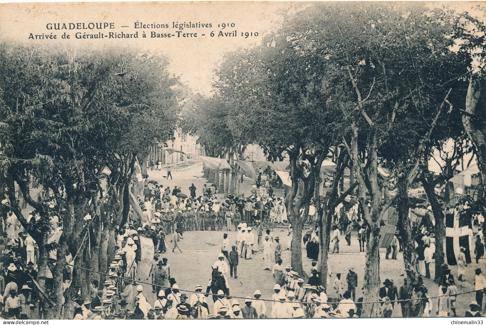 GUADELOUPE  ELECTION LEGISLATIVE DE 1910 A BASSE TERRE TRÈS  BELLE. ANIMATION 9X14 REIMPRESSION DE CARTES ANCIENNES - Basse Terre