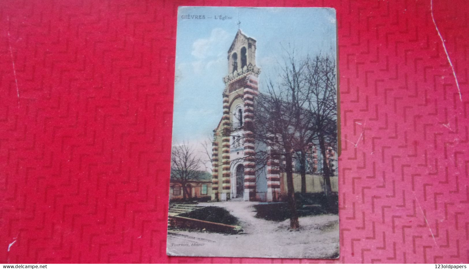 41 GIEVRES ECRITE  1923 L EGLISE PLI  TOURNOIS EDIT - Other & Unclassified