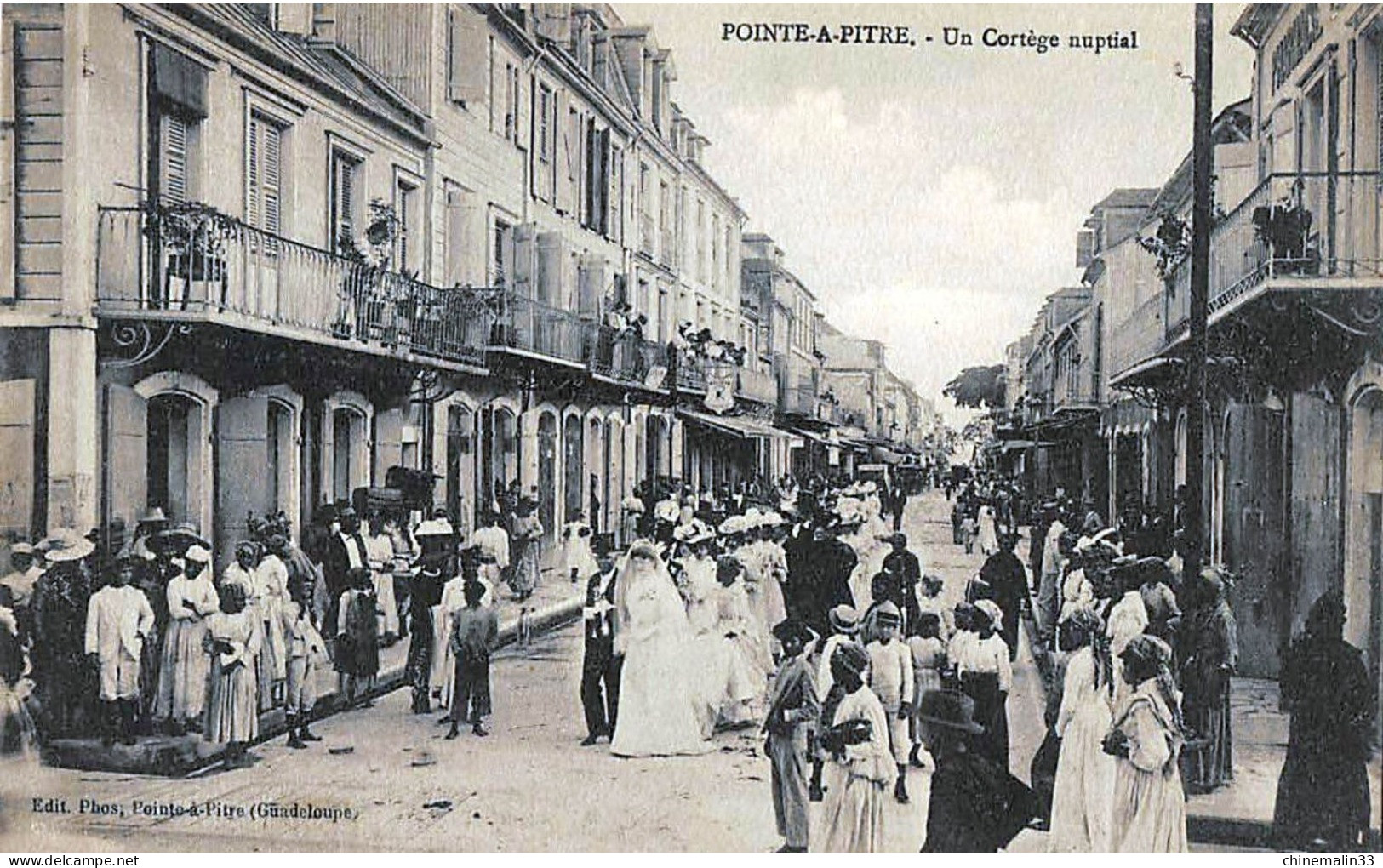 GUADELOUPE  POINTE A PITRE UN CORTEGE NUPTIAL TRÈS  BELLE. ANIMATION 9X14 REIMPRESSION DE CARTES ANCIENNES - Pointe A Pitre