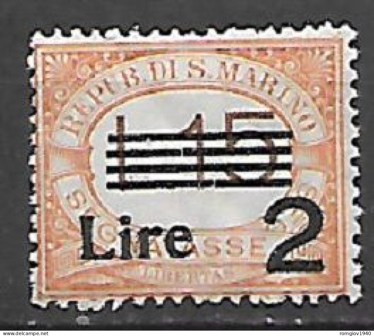 SAN MARINO  1936-39 SEGNATASSE DEL 1925-27  SOPRASTAMPATI SASS. 53 MLH VF - Segnatasse