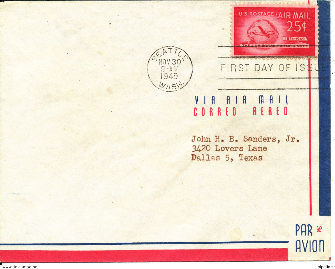 USA FDC UPU 75th Anniversary 30-11-1949 - 1941-1950