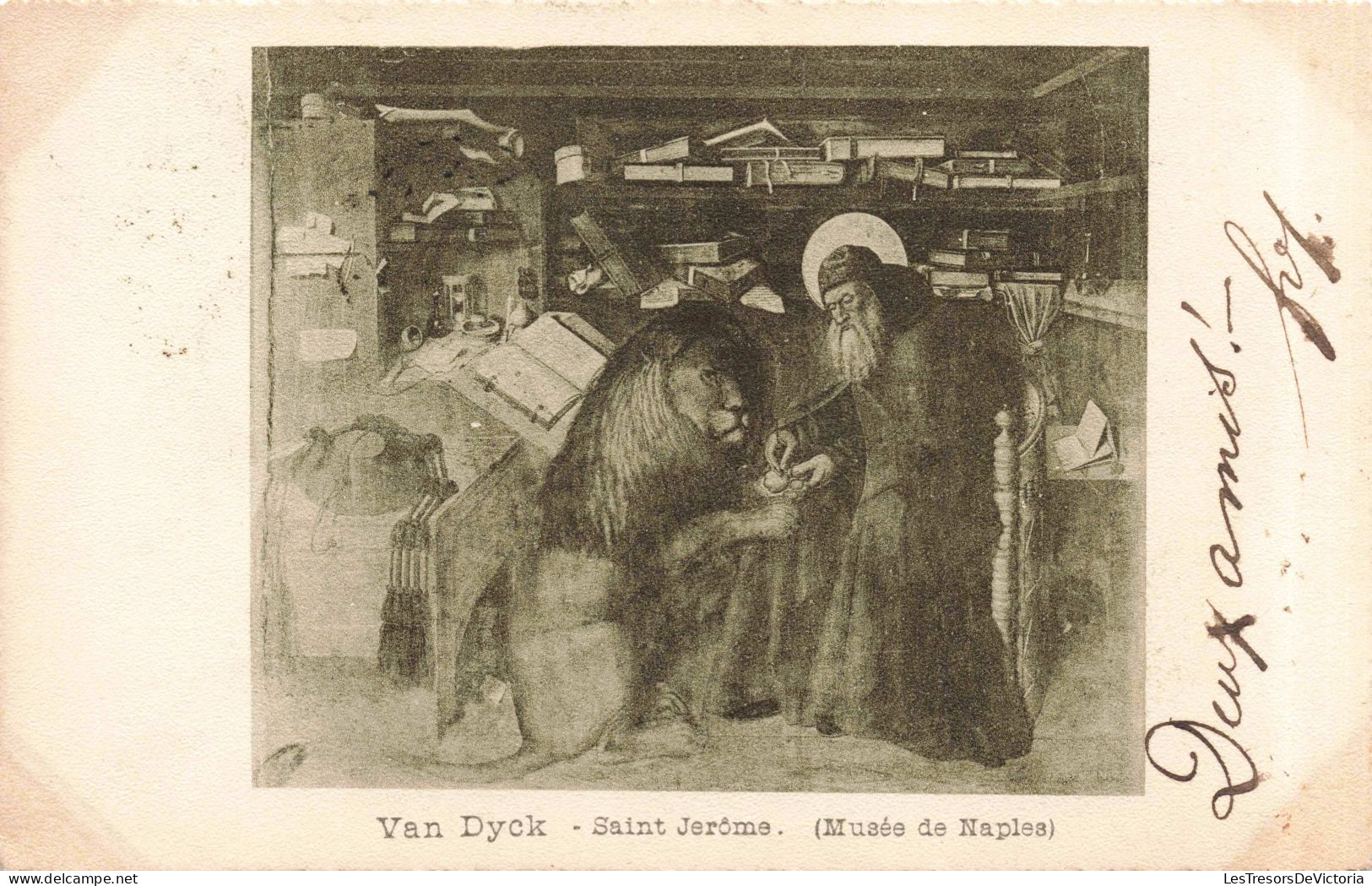 RELIGION - Christianisme - Van Dyck - Saint-Jérôme - (Musée De Palerme) - Lion - Carte Postale Ancienne - Gemälde, Glasmalereien & Statuen