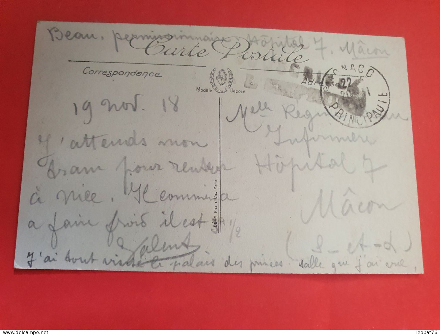 Carte Postale De Monaco En Fm Pour Mâcon En 1918 - Réf 1425 - Cartas & Documentos