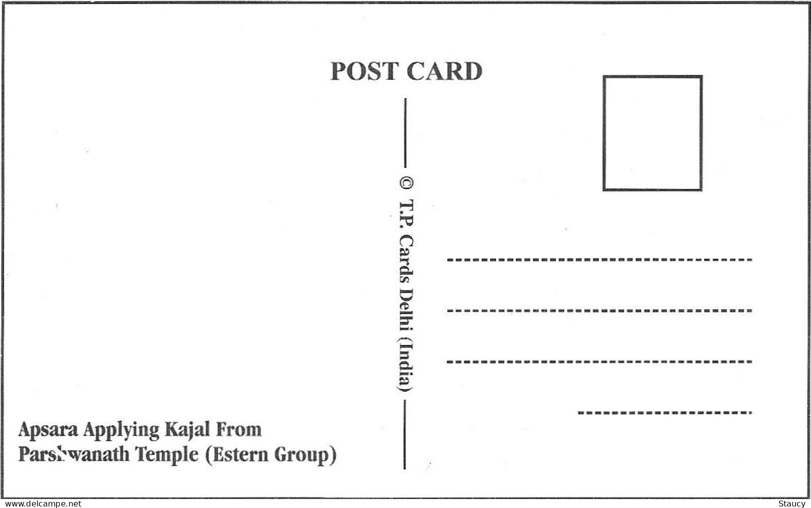 India Khajuraho Temples MONUMENTS - Apsara Applying Kajal From Parshwanath TEMPLE Picture Post CARD New As Per Scan - Ethnics