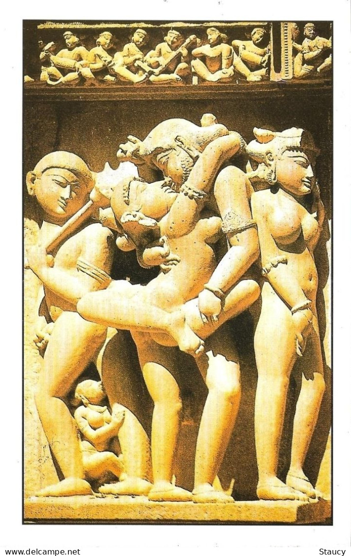 India Khajuraho Temples MONUMENTS - Four Figure From LAXMAN TEMPLE Built In 930 - 950 A.D Picture Post CARD New Per Scan - Ethnics