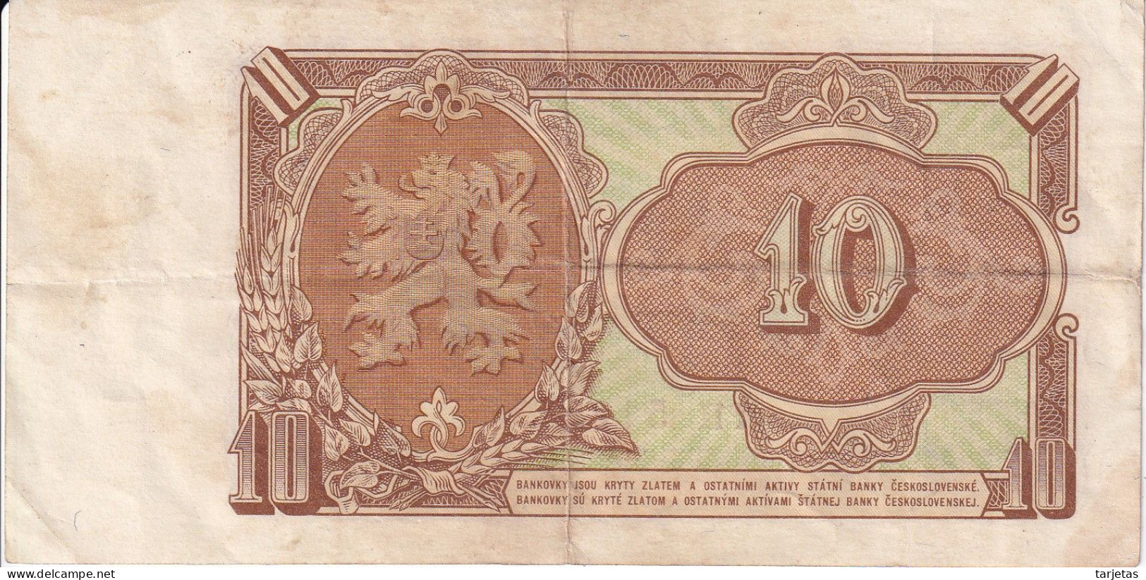 BILLETE DE CHECOSLOVAQUIA DE 10 KORUN DEL AÑO 1953  (BANKNOTE) - Checoslovaquia