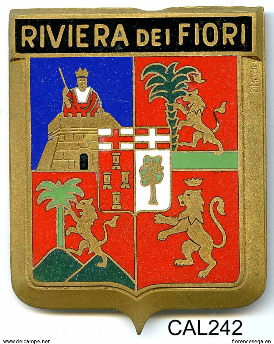 CAL242 - PLAQUE CALANDRE AUTO - RIVIERA DEI FIORI - Targhe Smaltate (a Partire Dal 1961)