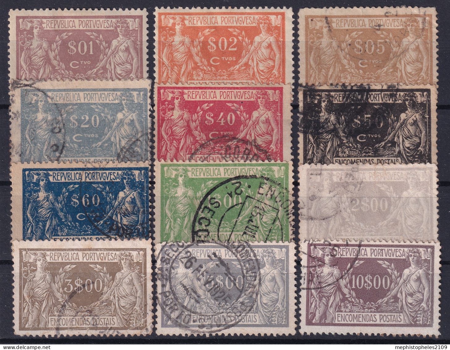 PORTUGAL 1920/22 - Sc# Q1-Q3, Q5-Q8, Q12-Q14, Q16, Q17 - Used Stamps