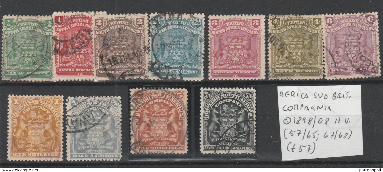 1898/08 - British South Africa Set N. 57/65;67/68 Us. - Brits Oost-Afrika