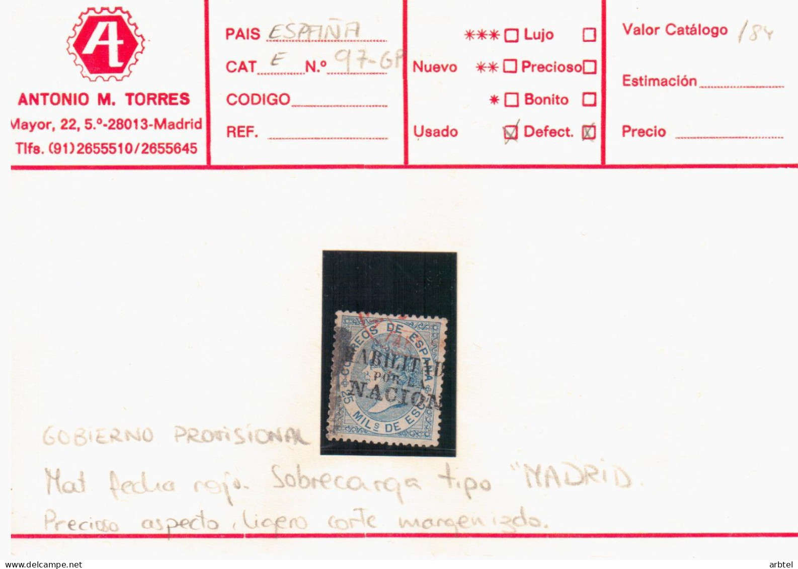 ISABEL II HABILITADO POR LA NACION - Used Stamps