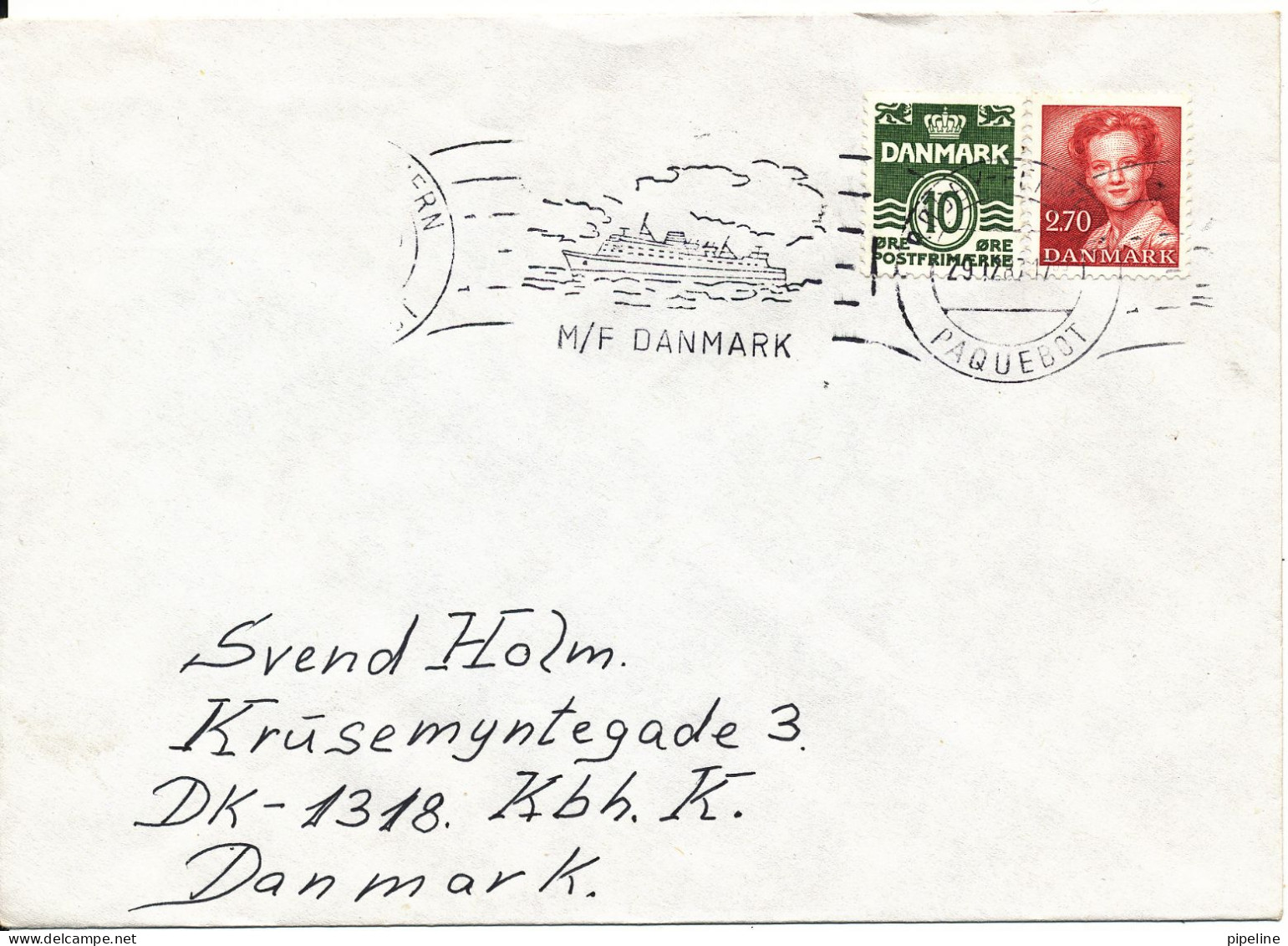 Denmark Ship Cover Paquebot M/F Danmark Rödby - Fehmern 29-12-1987 - Storia Postale