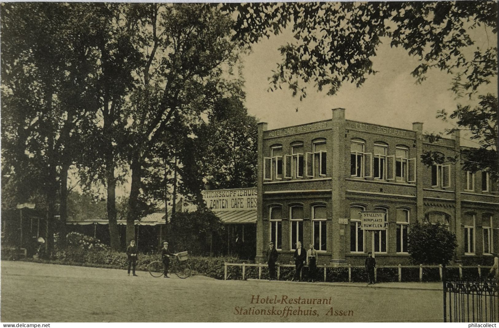 Assen (Dr.) Hotel - Restaurant Stationskoffiehuis 1916 Iets Dun Waar Zegel Verwijderd - Assen