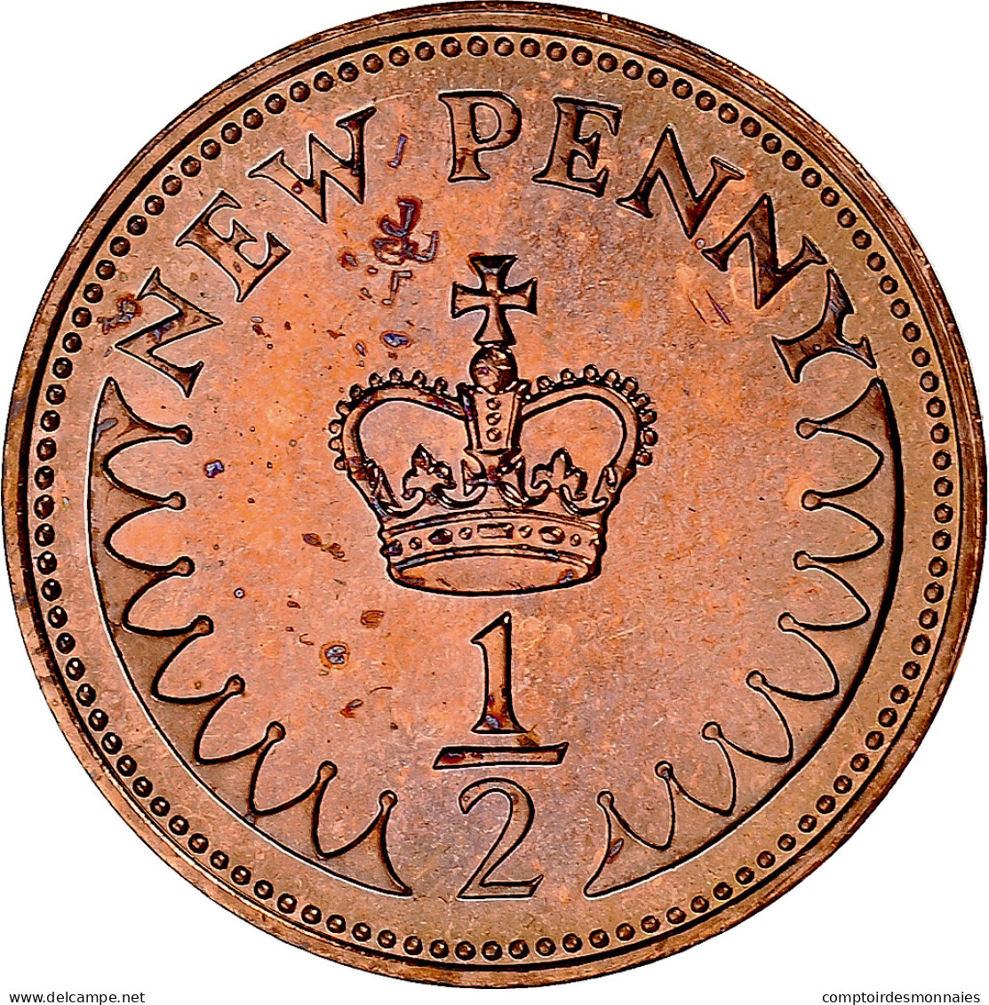 Monnaie, Grande-Bretagne, Elizabeth II, 1/2 New Penny, 1976, BU, FDC, Bronze - 1/2 Penny & 1/2 New Penny