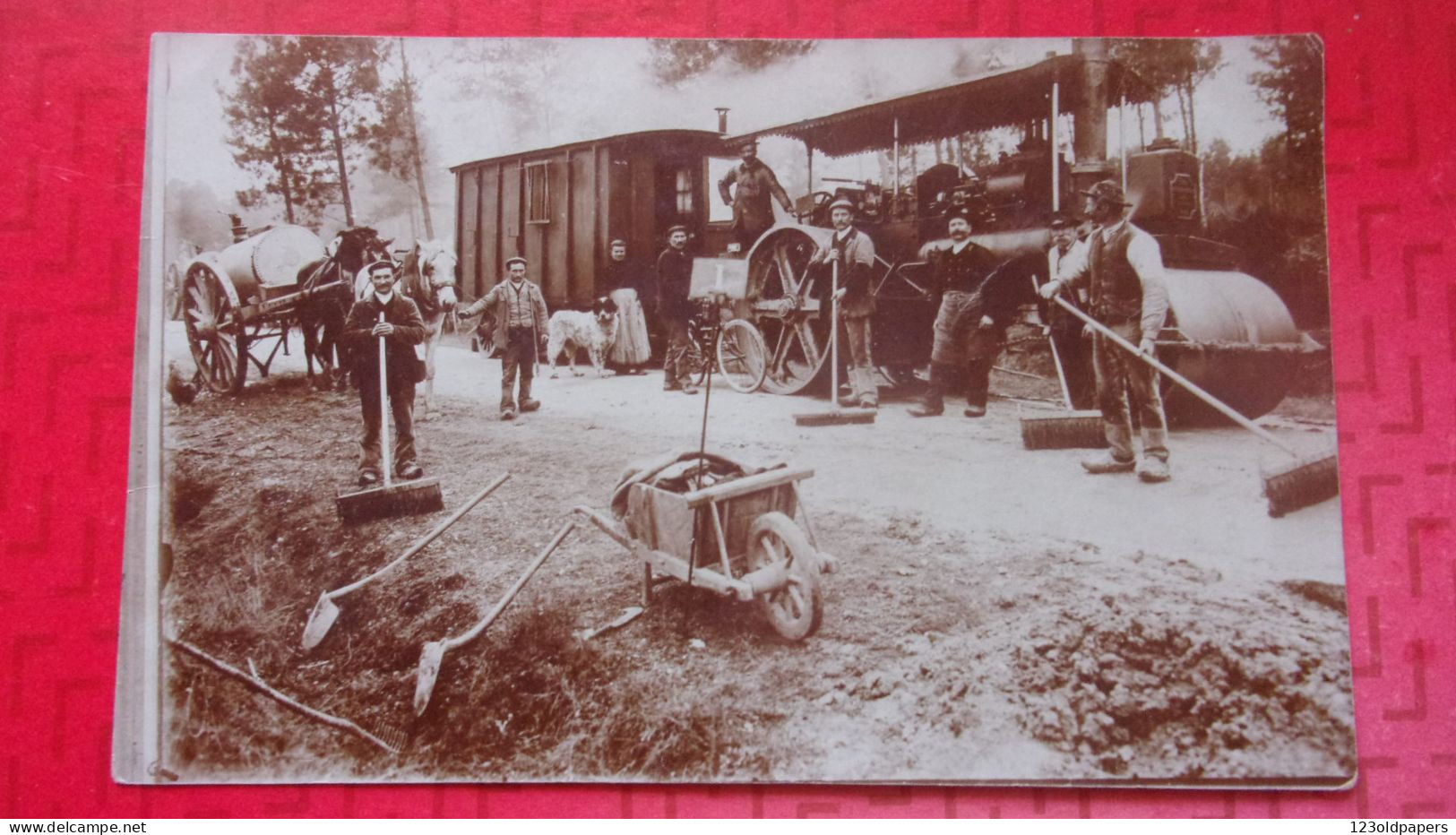 BELLE CARTE PHOTO A SITUE 41 ?  ROULEAU A VAPEUR ROULOTTE CONFECTION ROUTE CHEVAUX CITERNE OUVRIERS VOIRIE - Andere & Zonder Classificatie