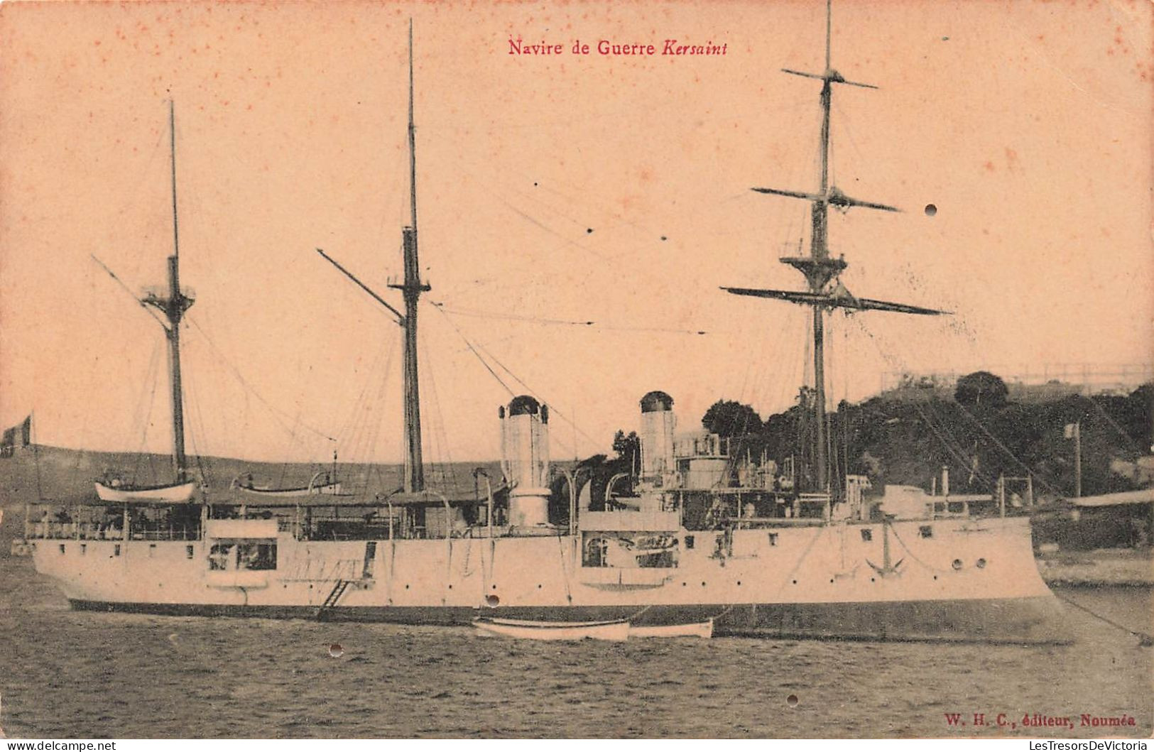 Nouvelle Calédonie - Nouméa - Navire De Guerre Kersaint - W.H.C.  - Carte Postale Ancienne - Nieuw-Caledonië