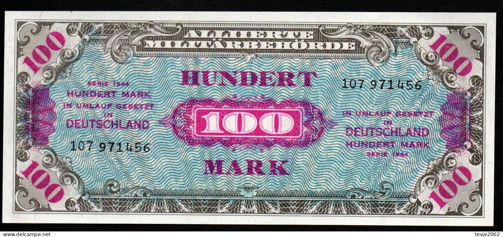 Alliierte Besetzung 1944 - 100 Mark - 206 C - Sehr Gute Erhaltung - 100 Mark