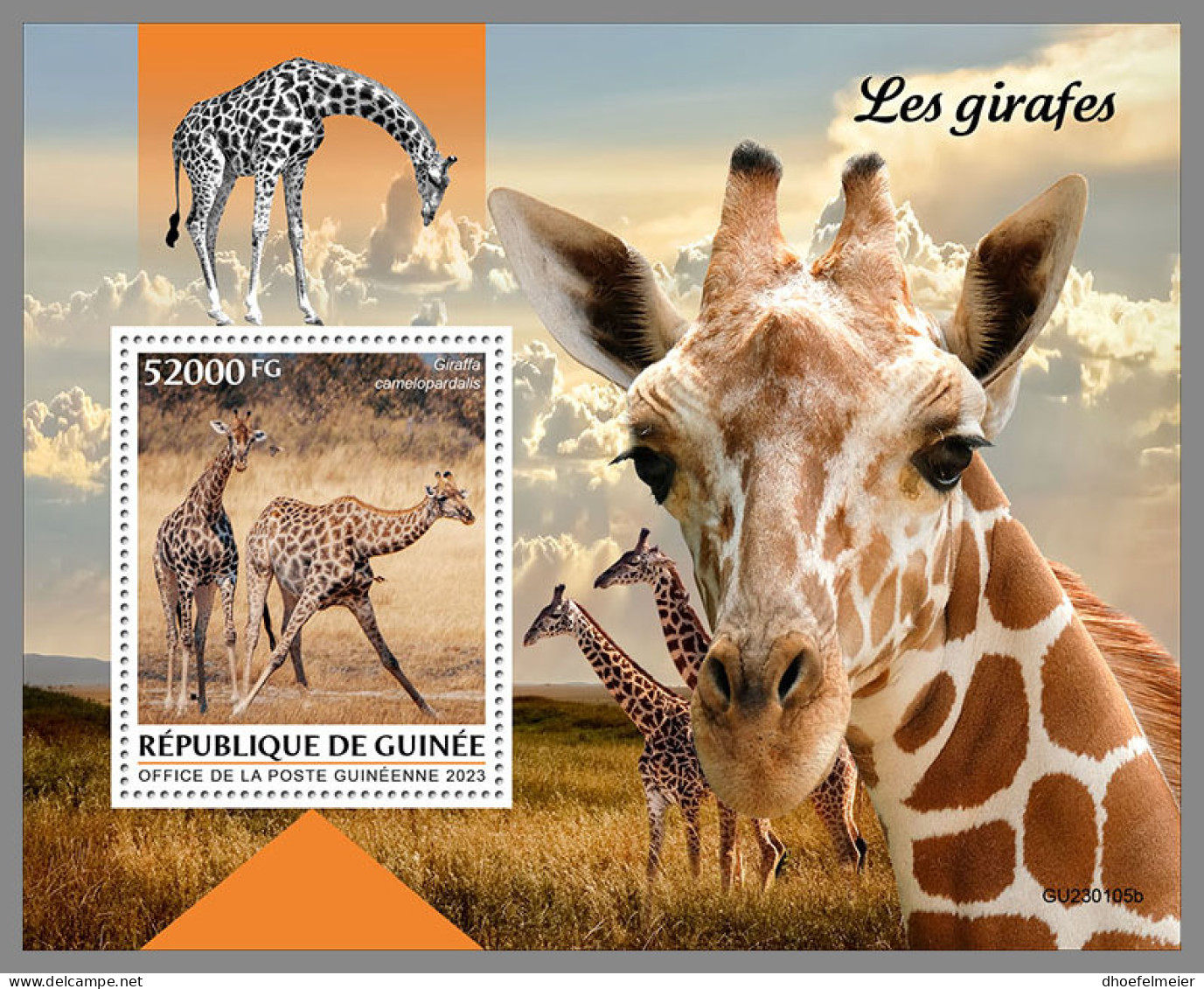 GUINEA REP. 2023 MNH Giraffes Giraffen Girafes S/S - OFFICIAL ISSUE - DHQ2327 - Girafes