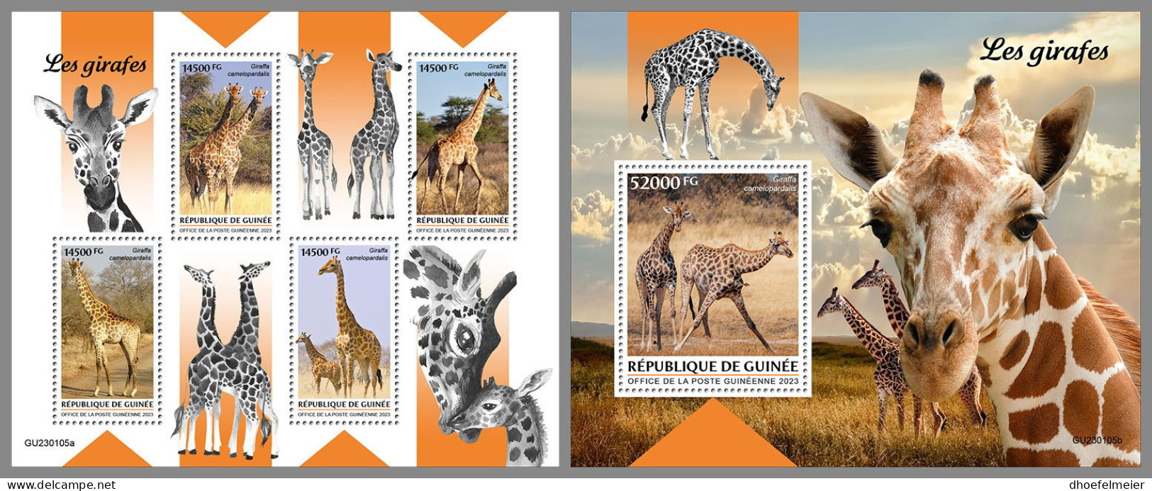 GUINEA REP. 2023 MNH Giraffes Giraffen Girafes M/S+S/S - OFFICIAL ISSUE - DHQ2327 - Giraffes