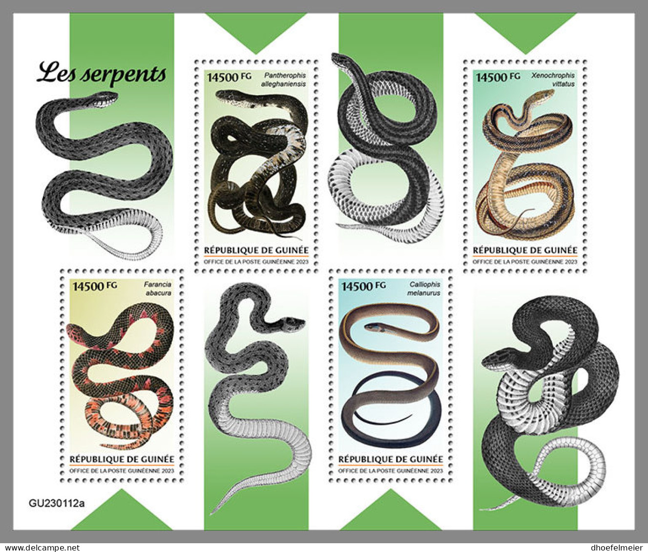 GUINEA REP. 2023 MNH Snakes Schlangen Serpents M/S - OFFICIAL ISSUE - DHQ2327 - Serpents