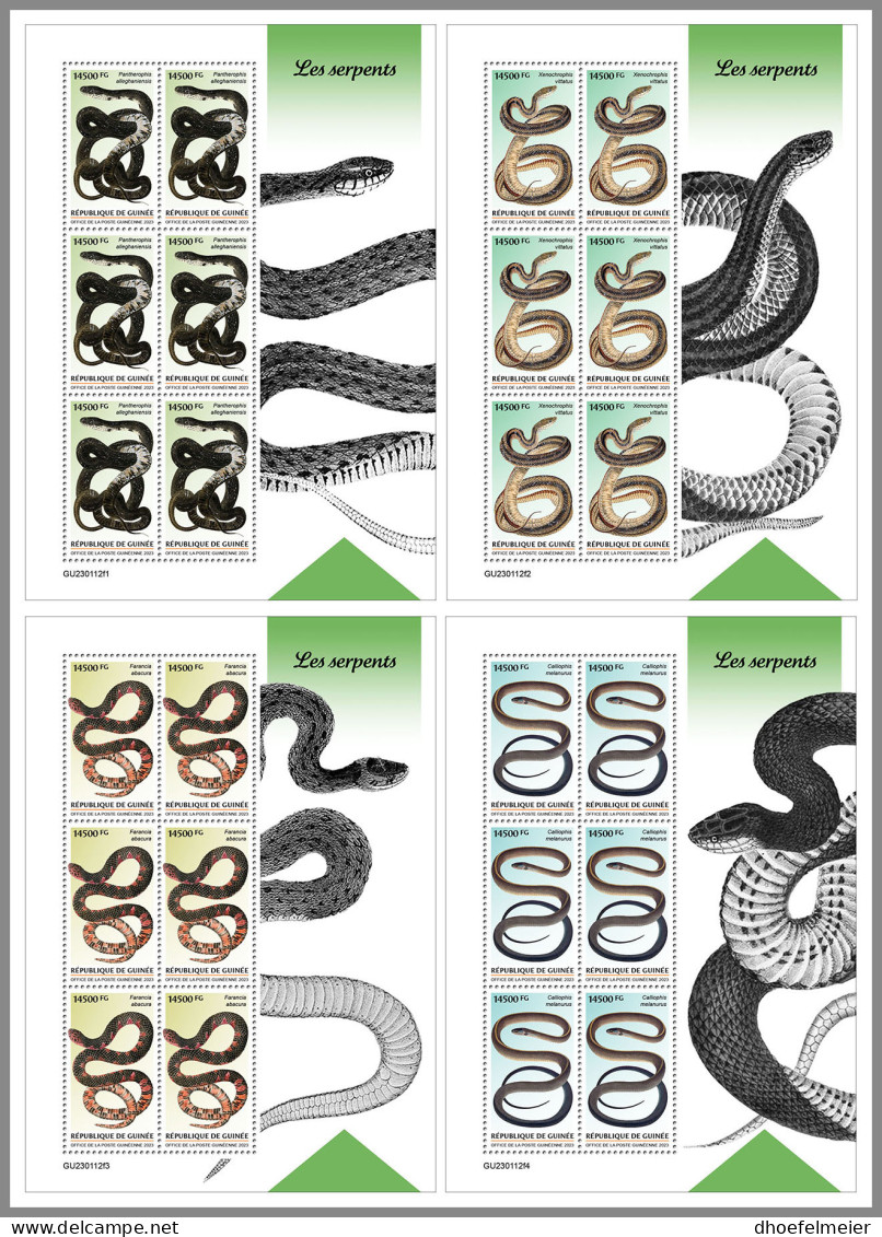 GUINEA REP. 2023 MNH Snakes Schlangen Serpents 4M/S - OFFICIAL ISSUE - DHQ2327 - Serpents