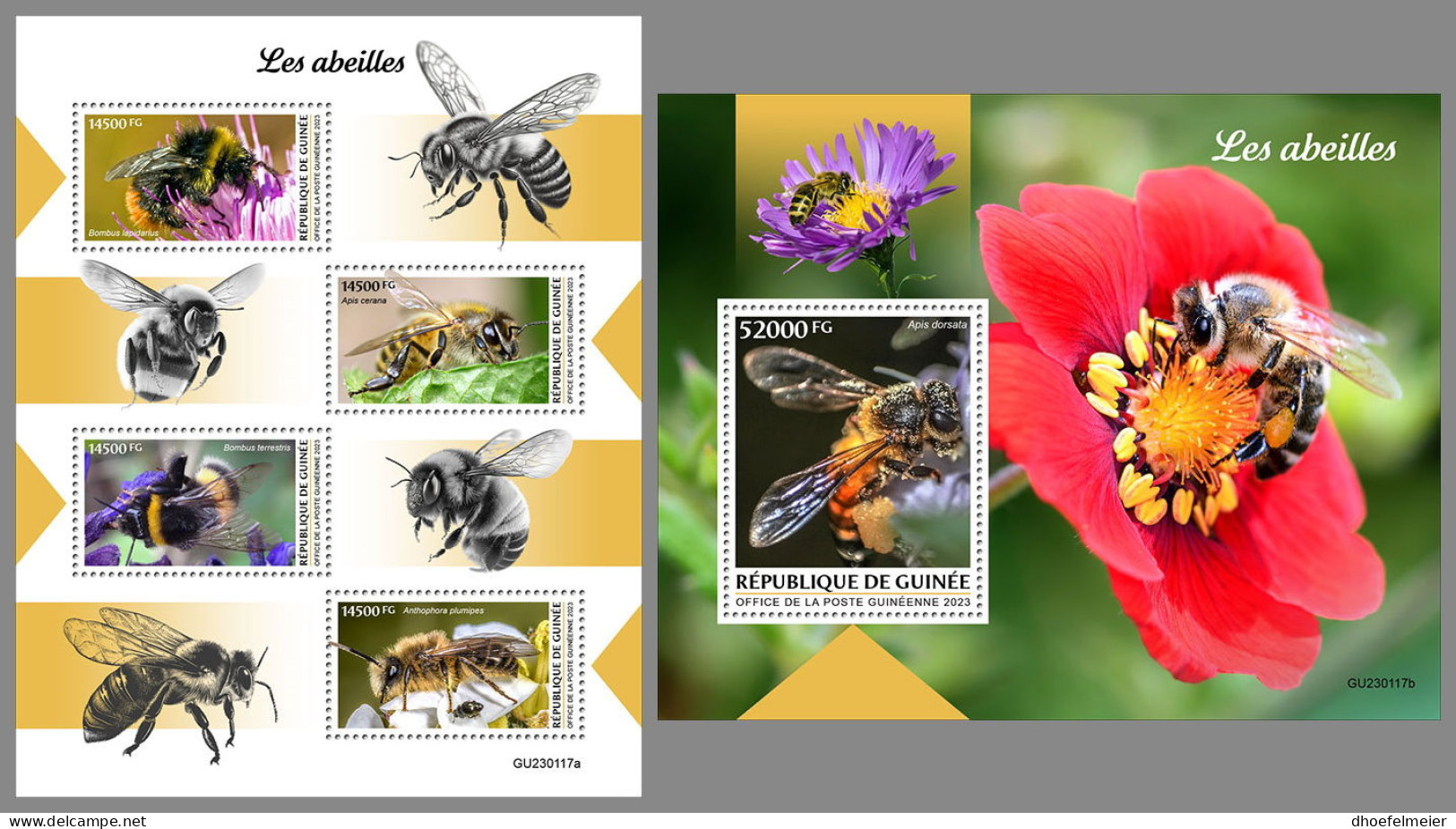 GUINEA REP. 2023 MNH Bees Bienen Abeilles M/S+S/S - OFFICIAL ISSUE - DHQ2327 - Abeilles