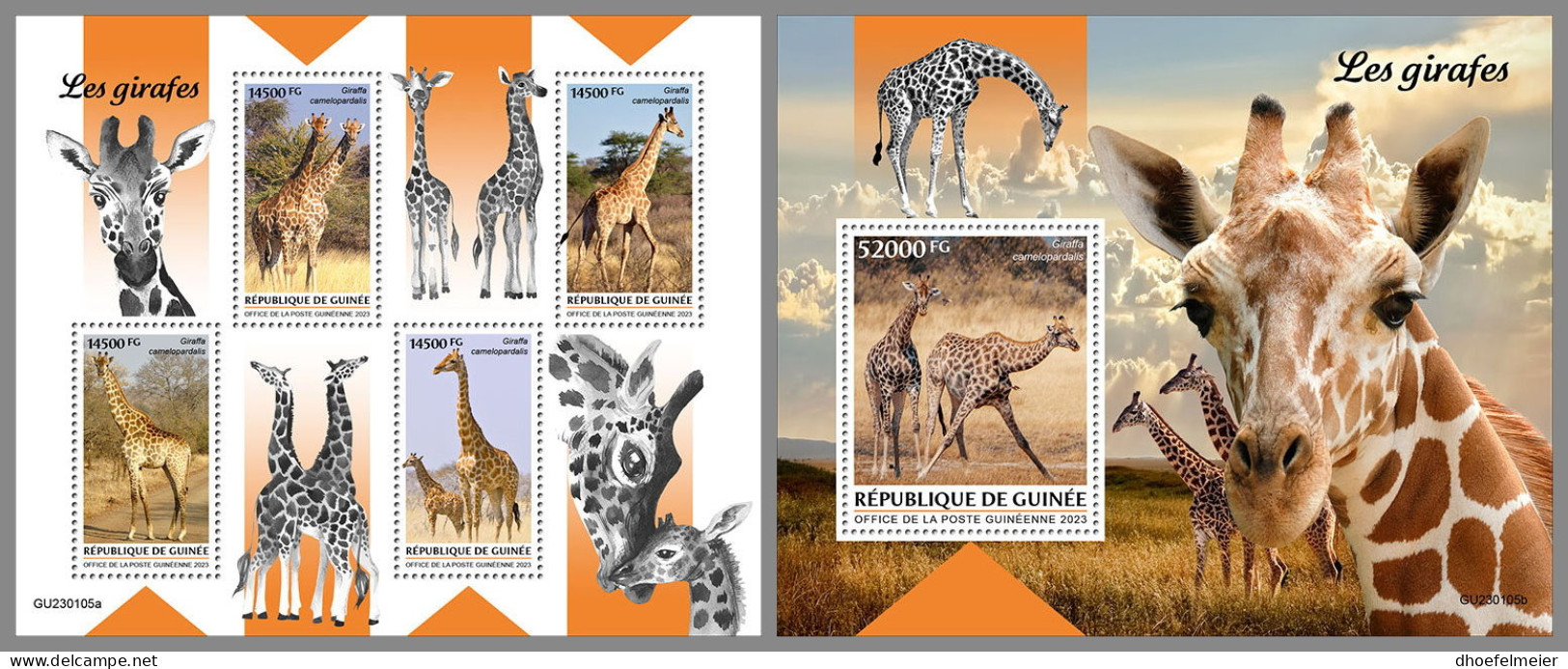 GUINEA REP. 2023 MNH Giraffes Giraffen Girafes M/S+S/S - IMPERFORATED - DHQ2327 - Giraffes