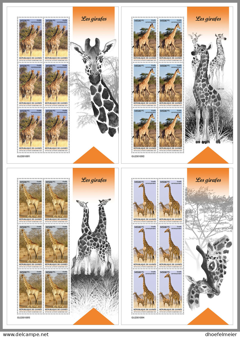 GUINEA REP. 2023 MNH Giraffes Giraffen Girafes 4M/S - IMPERFORATED - DHQ2327 - Giraffes