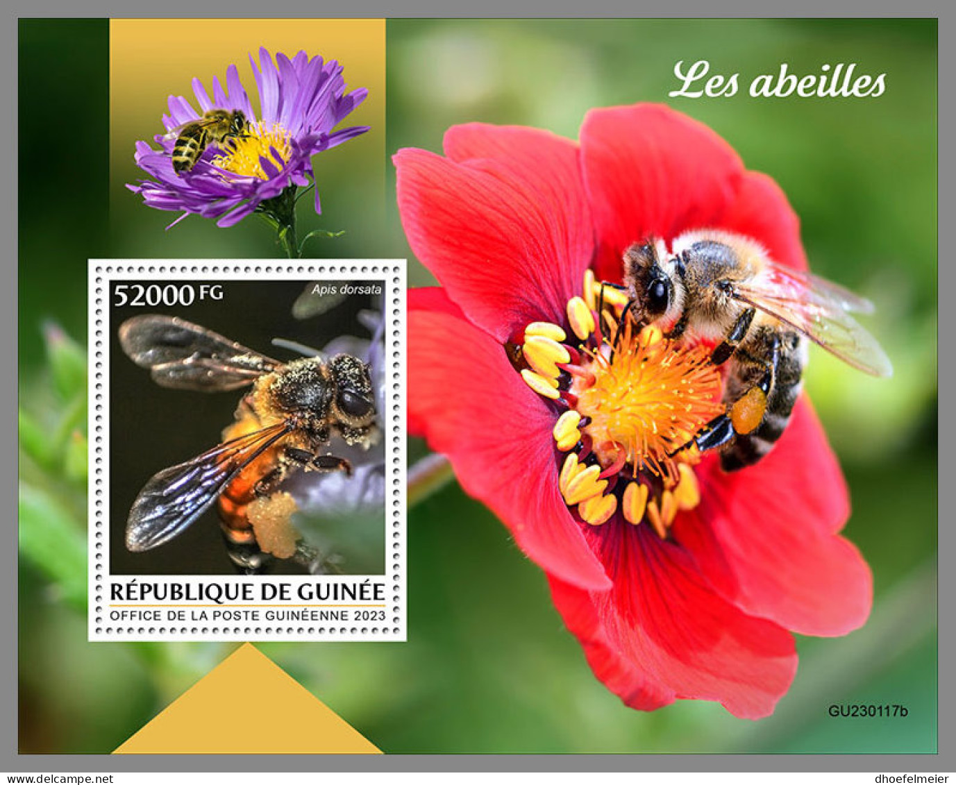 GUINEA REP. 2023 MNH Bees Bienen Abeilles S/S - IMPERFORATED - DHQ2327 - Abeilles