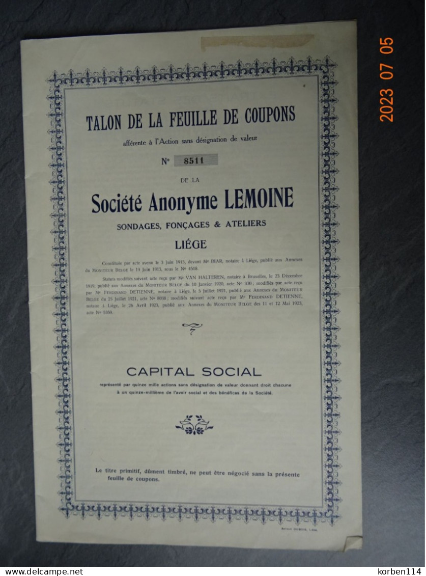 S.A. LEMOINE  SONDAGES  FONCAGES  ATELIERS   5  STUKS - J - L