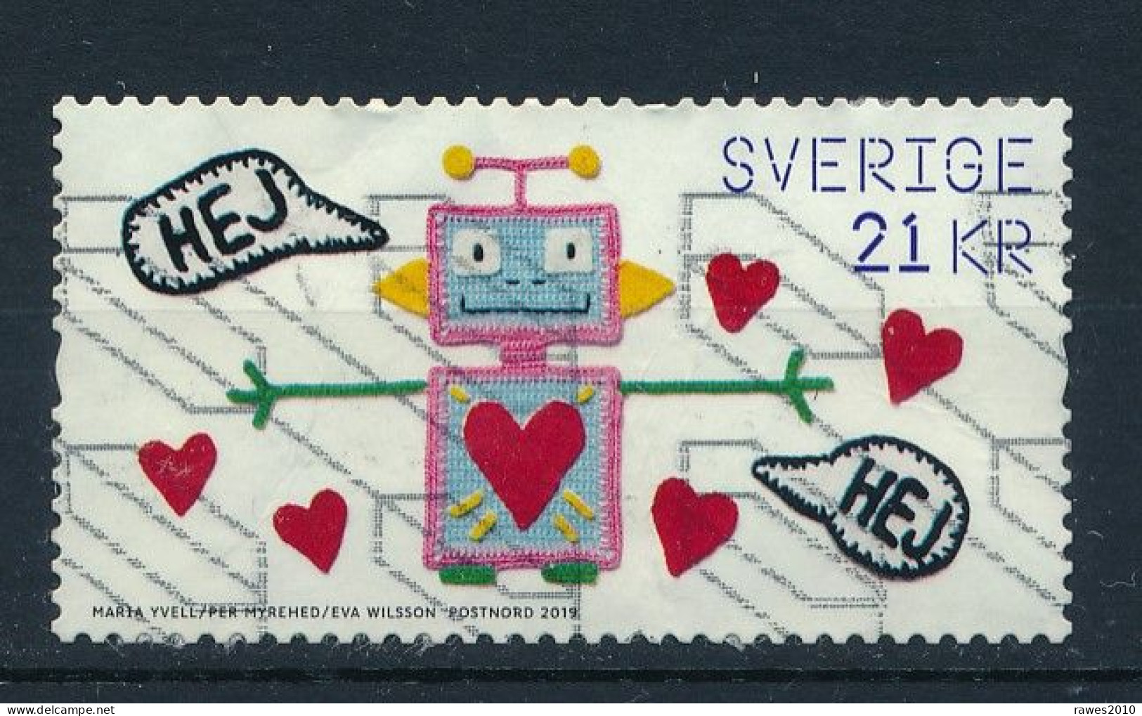 Schweden 2019 21 Kr. Gest. Kind Symbolisch Herz - Oblitérés