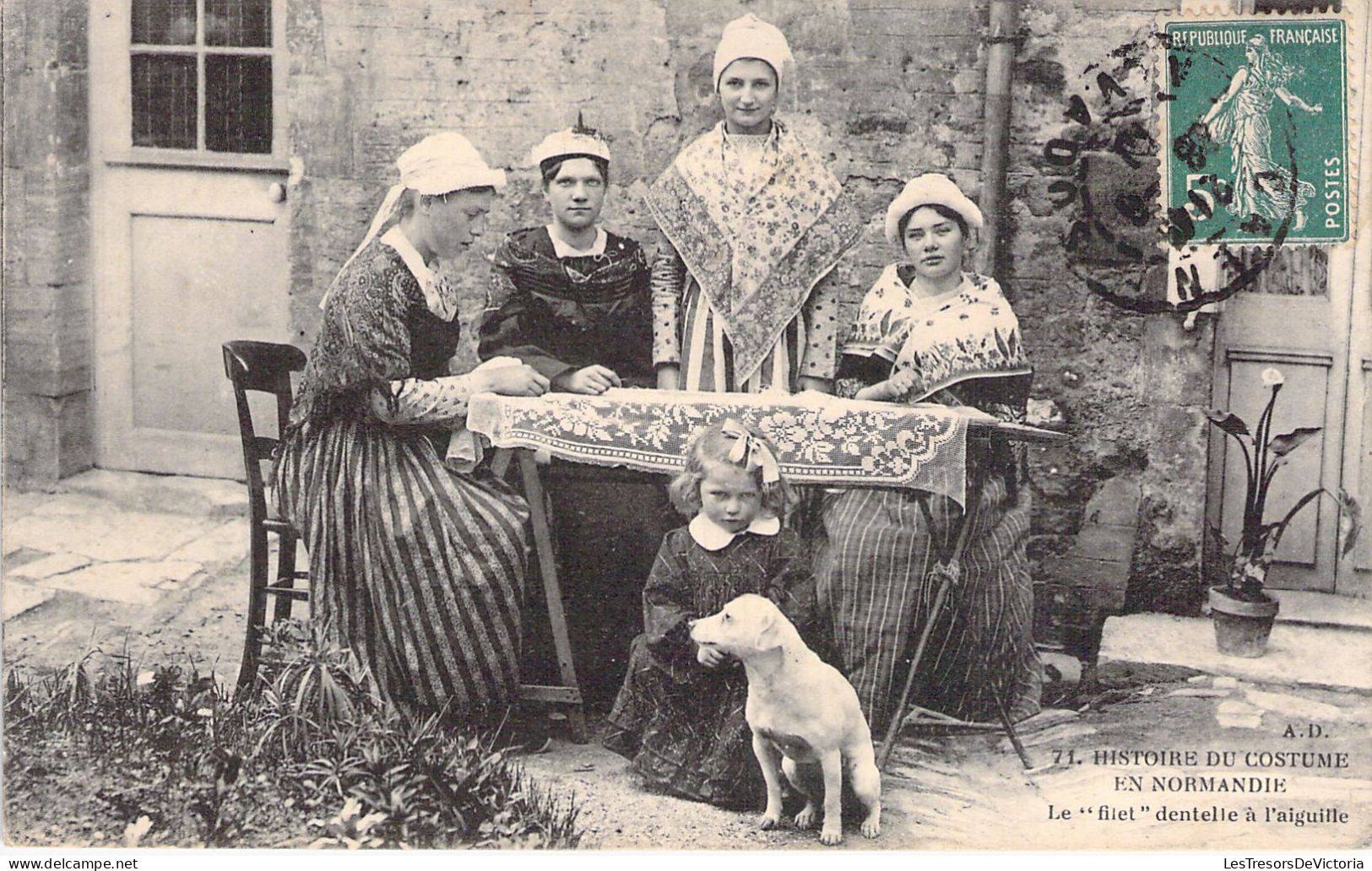 FRANCE -14 - Histoire Du Costume En Normandie - Le Filet Dentelle à L'aiguille - Folklore - Carte Postale Ancienne - Autres & Non Classés