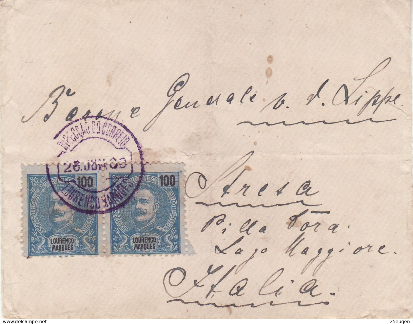 LOURENCO MARQUES 1900 Letter Sent To Stresa Italy - Lourenzo Marques