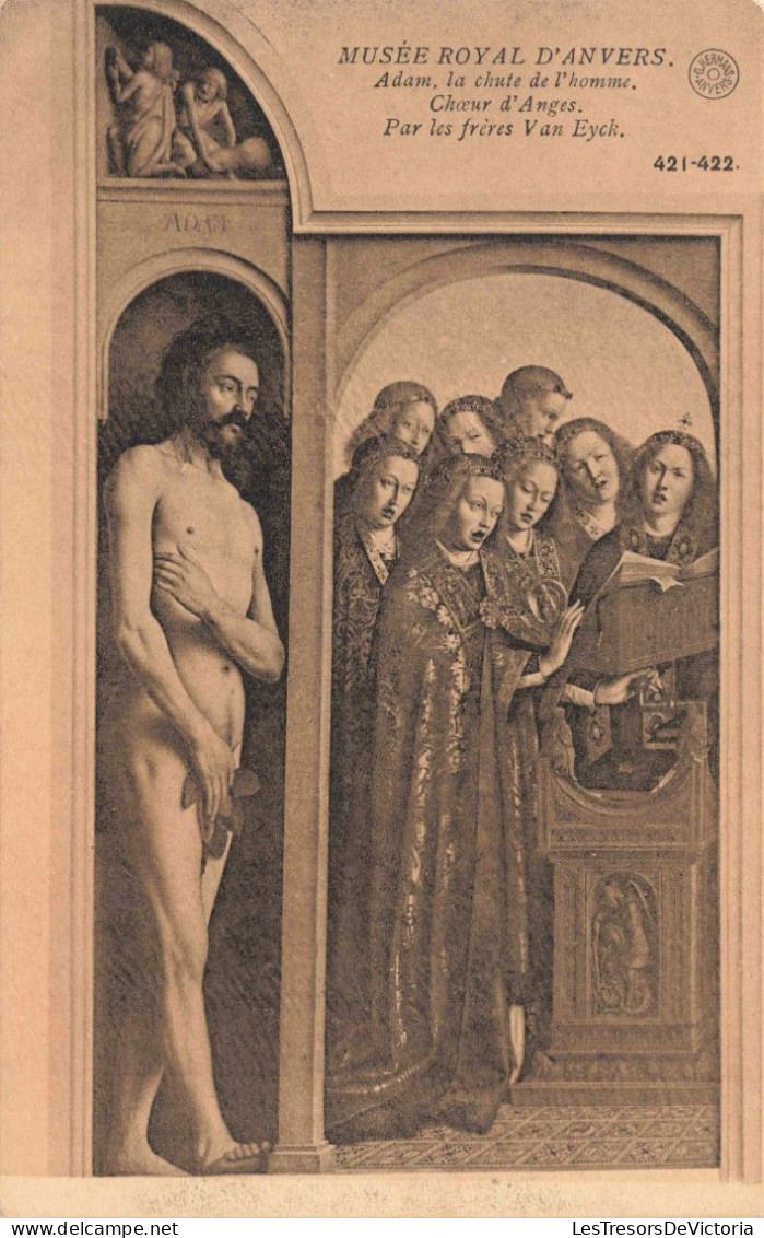 RELIGION - Musée Royal D'Anvers - Adam, La Chute De L'homme - Chœur D'Anges - Frères Van Eyck - Carte Postale Ancienne - Gemälde, Glasmalereien & Statuen