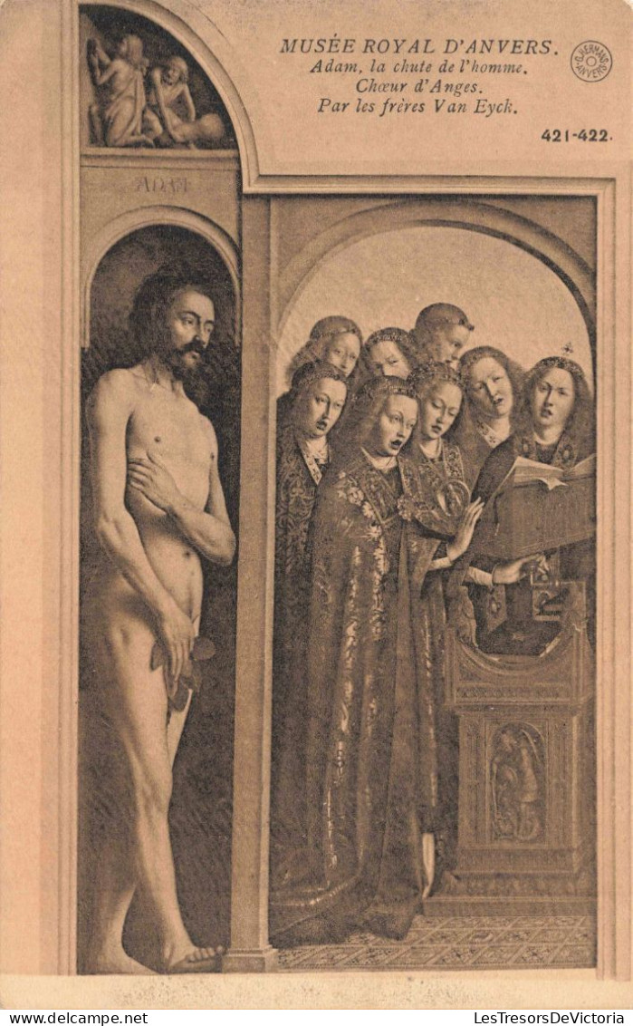 RELIGION - Musée Royal D'Anvers - Adam, La Chute De L'homme - Chœur D'Anges - Frères Van Eyck - Carte Postale Ancienne - Tableaux, Vitraux Et Statues