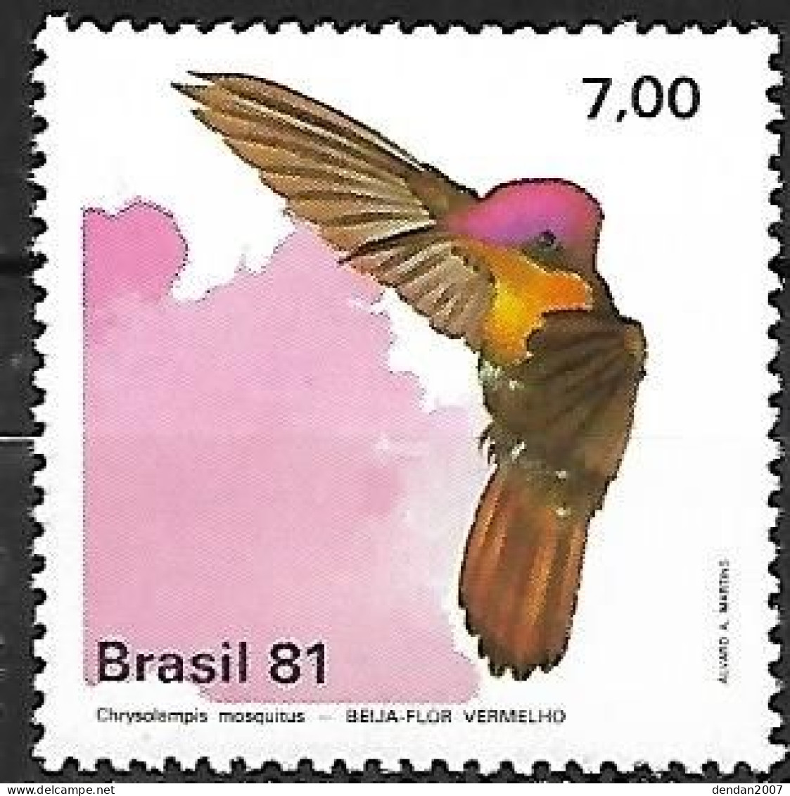 Brazil - MNH ** 1981 :   Ruby-topaz Hummingbird -  Chrysolampis Mosquitus - Hummingbirds