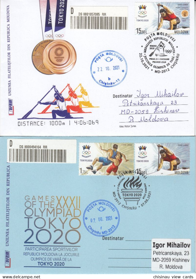 MOLDOVA 2021.Summer Olympic Games Tokyo 2020 Set 2 FDC  Sent By Post - Sommer 2020: Tokio