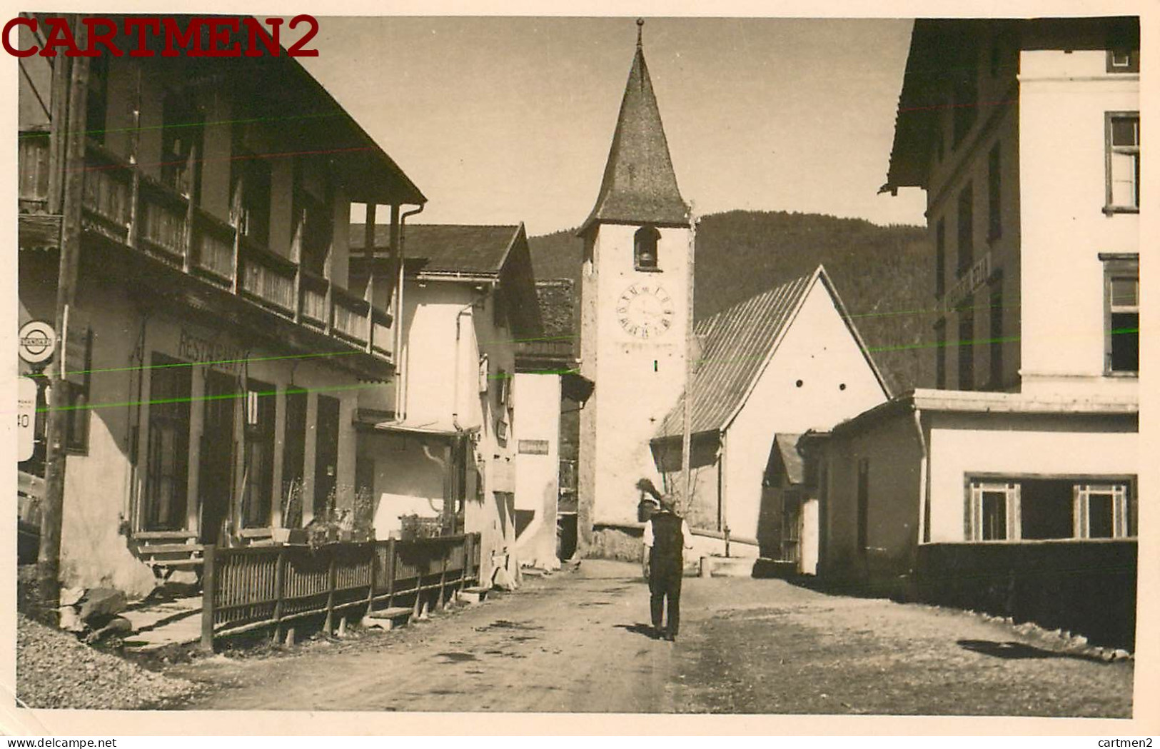 CARTE PHOTO : WIESEN CENTRE DU VILLAGE EGLISE GRISONS SUISSE  - Wiesen