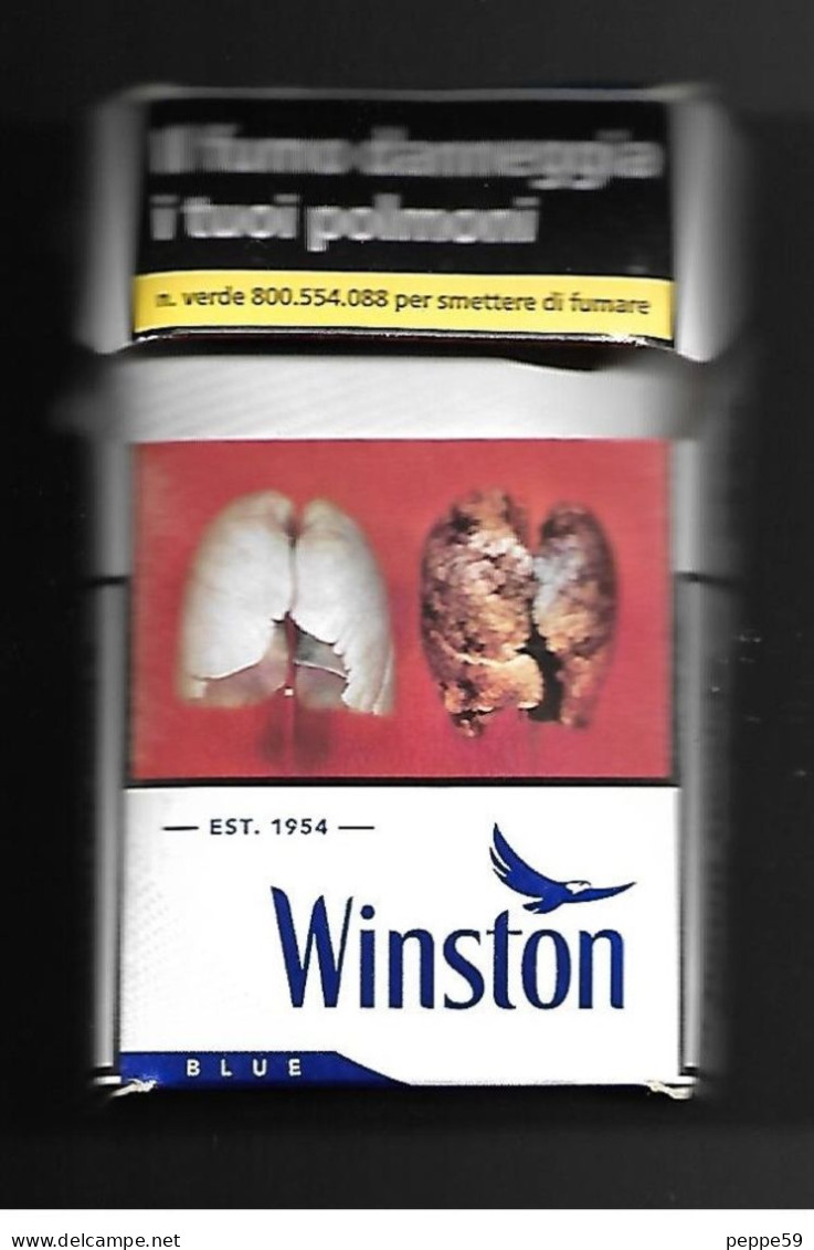 Tabacco Pacchetto Di Sigarette Italia - Winston Blue Da 20 Pezzi 01 - Vuoto - Estuches Para Cigarrillos (vacios)