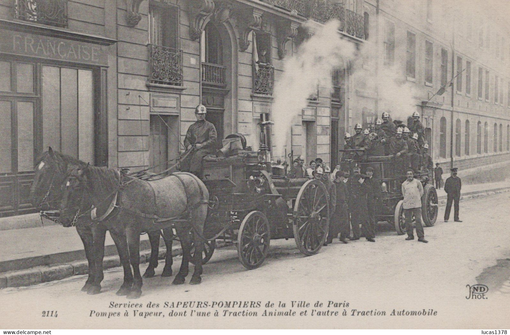 75/ PARIS / SERVICE DES SAPEURS POMPIERS DE LA VILLE DE PARIS / POMPES A VAPEUR A TRACTION ANIMALE ET MECANIQUE / RARE - Sapeurs-Pompiers