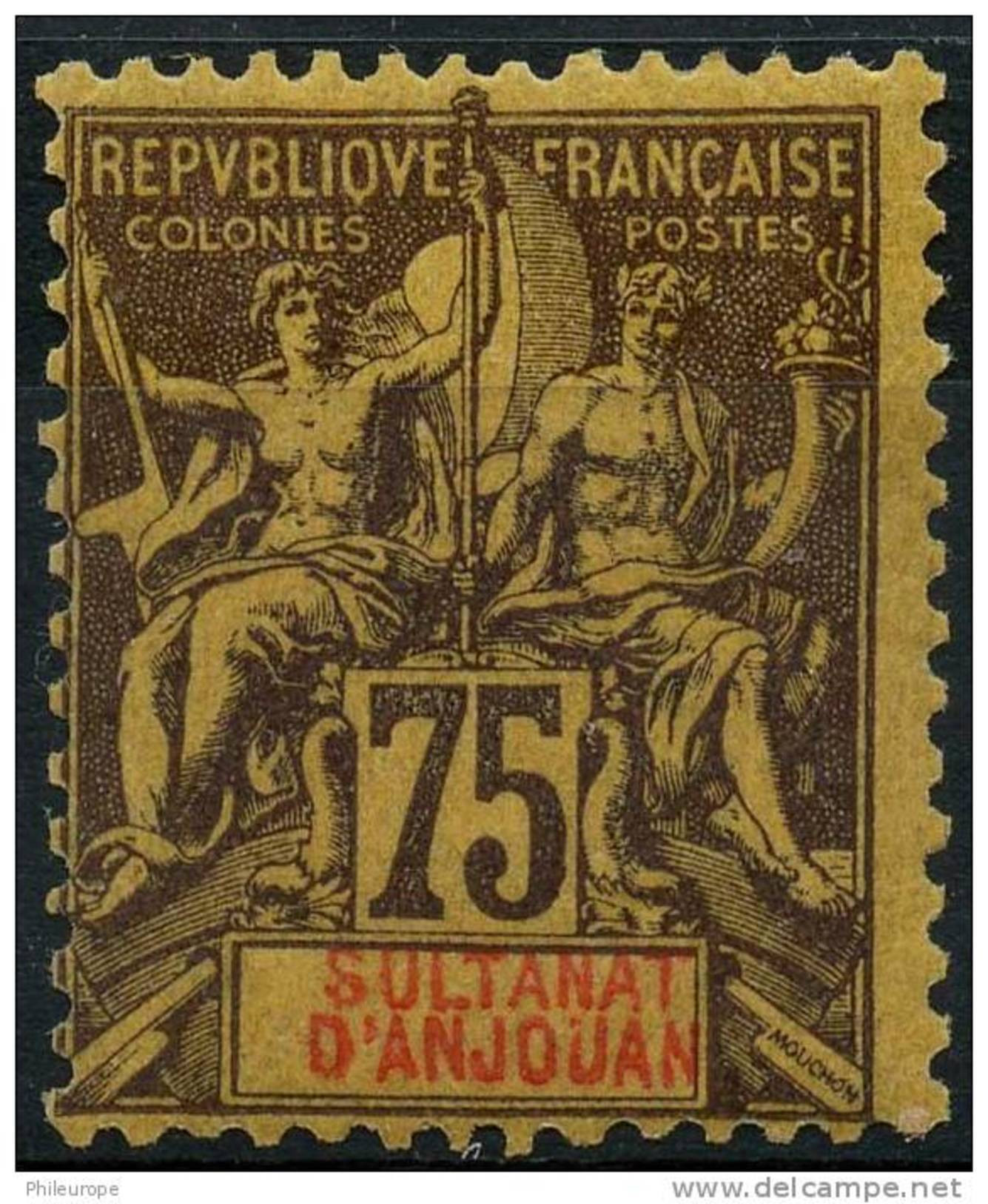 Anjouan (1892) N 12 * (charniere) - Unused Stamps